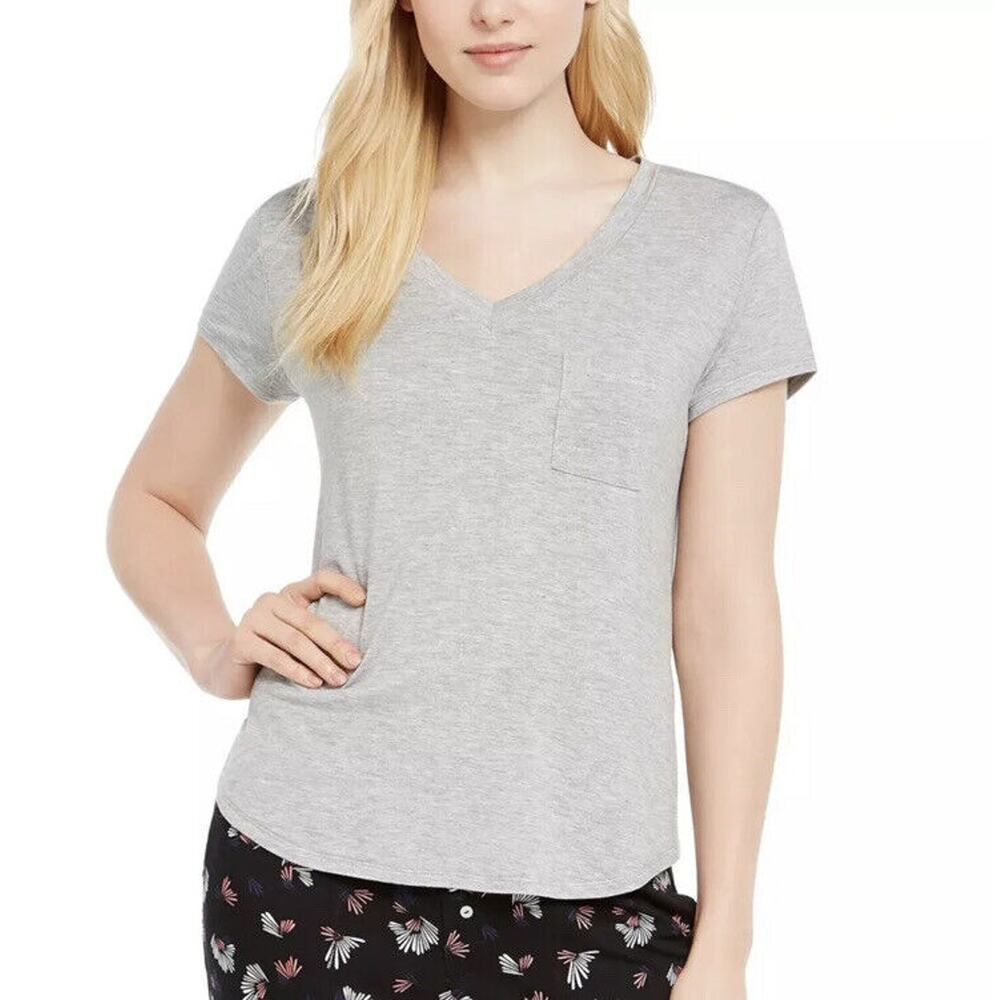 New‎ Alfani Intimates Womans  XL T Shirt Soft V-Neck Pajama Top Heather Gray NWT